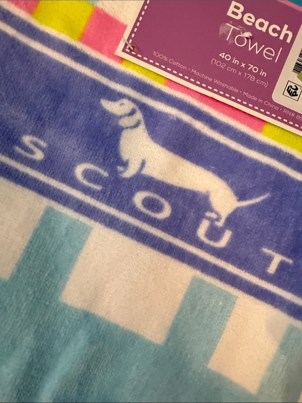Scout Pastel Plaid Beach Towel in Pink, Blue, Yellow, Mint & Lavender